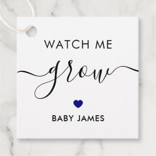 Étiquettes Cadeau Regarde-moi grandir, Baby shower Plante, bleu mari