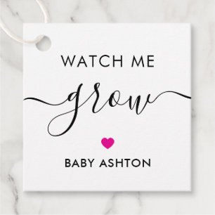 Étiquettes Cadeau Regarde-moi grandir, Baby shower Plante, Fuchsia