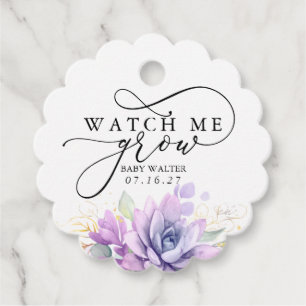 Étiquettes Cadeau Regarder-moi grandir - Succulents Baby shower de v