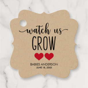 Étiquettes Cadeau Regarder US Grow Plante Twin Baby shower Kraft