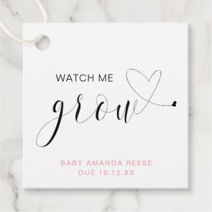 Étiquettes Cadeau Regardez-moi grandir mignon Baby shower rose fille