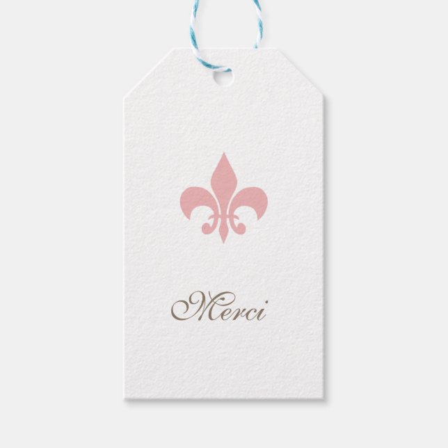 Étiquettes-cadeau Regency rose Fleur de Lis Merci Mariage (Devant)