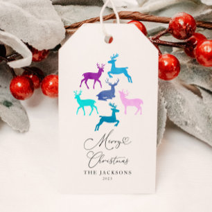 Étiquettes-cadeau Reindeer Joyeux Noël bonbon Pastel