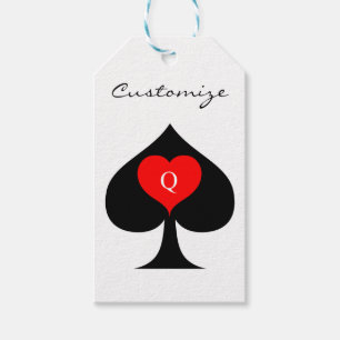 Étiquettes-cadeau Reine noire des pique Coeur rouge Thunder_Cove