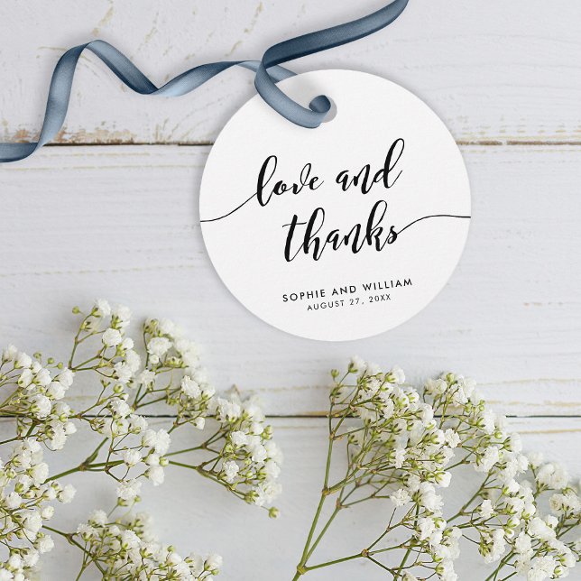 Étiquettes Cadeau Relax Script Love and Thanks Mariage (Créateur téléchargé)