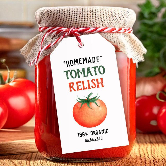 Étiquettes-cadeau Relish tomate maison avec design tomate rouge (Créateur téléchargé)
