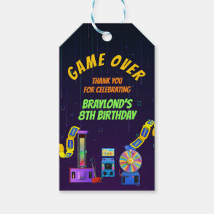 Étiquettes-cadeau Remerciement d'anniversaire pour jeux vidéo et sal