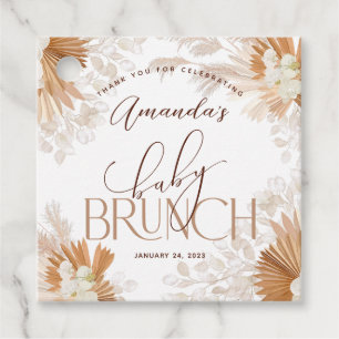 Étiquettes Cadeau Remerciement de Baby Brunch Neutre Pampas