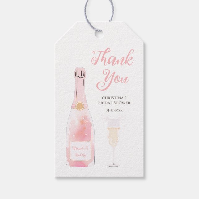 Étiquettes-cadeau Remerciement de Baby Shower pour Champagne Bulles  (Devant)