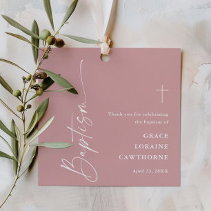 Étiquettes Cadeau Remerciement de baptême pour filles rose poudré éc