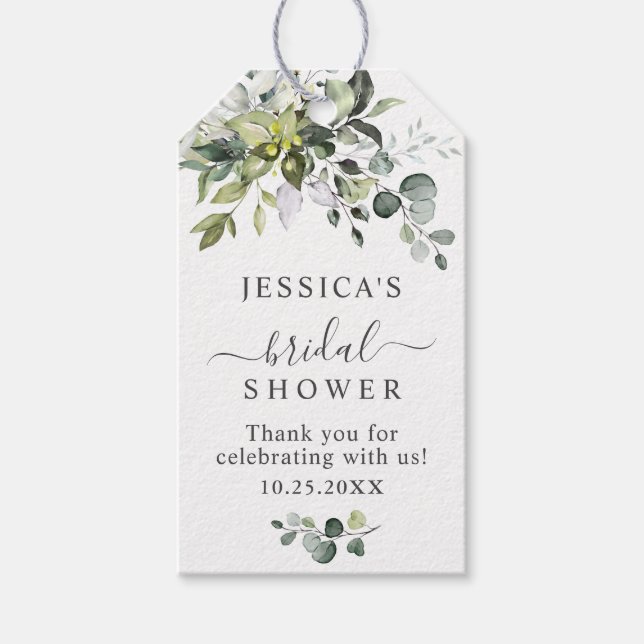 Étiquettes-cadeau Remerciement de faveur de verdure d'eucalyptus élé (Devant)