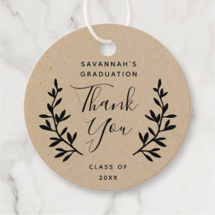 Étiquettes Cadeau Remerciement de fête de fin d'études en Kraft laur