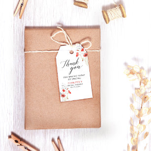 Étiquettes-cadeau Remerciement de Fête de Mariage Fleur Sauvage Popp