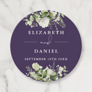 Étiquettes Cadeau Remerciement de mariage à la verdure florale viole