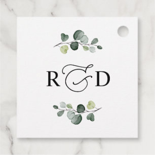 Étiquettes Cadeau Remerciement de mariage à monogramme de verdure ru