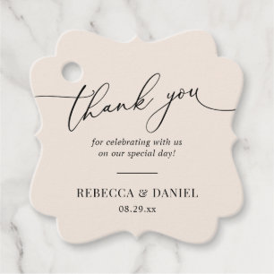 Étiquettes Cadeau Remerciement de mariage à monogramme rose bohème é