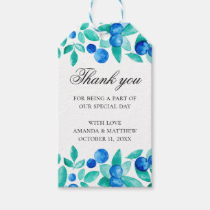Étiquettes-cadeau Remerciement de mariage bleu menthe. Myrtille des