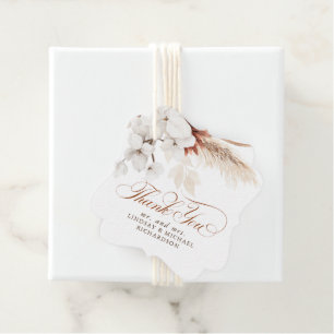 Étiquettes Cadeau Remerciement de mariage bohème blanc en terre cuit