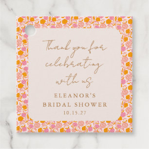 Étiquettes Cadeau Remerciement de mariage bohème rose orange floral