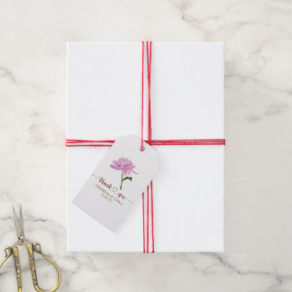 Étiquettes-cadeau Remerciement de mariage élégant aux pivoines roses