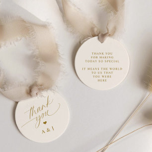 Étiquettes Cadeau Remerciement de mariage en or romantique et crème