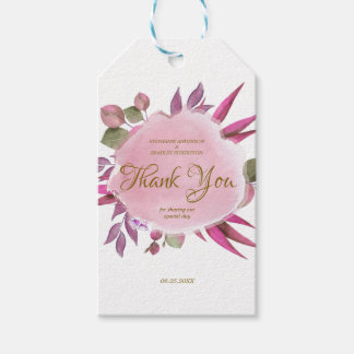 Étiquettes-cadeau Remerciement de mariage floral rose violet