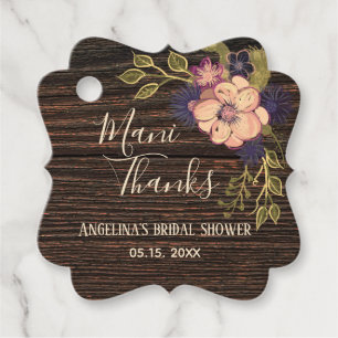 Étiquettes Cadeau Remerciement de Mariage Floral Rustique