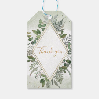 Étiquettes-cadeau Remerciement de mariage géométrique bohème verdure