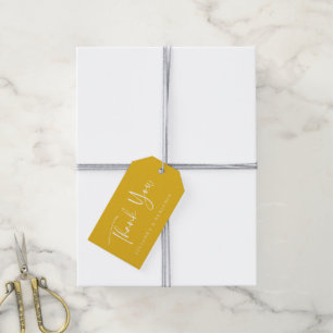 Étiquettes-cadeau Remerciement de mariage jaune moderne de script pe