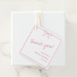 Étiquettes Cadeau Remerciement Élégant pour Baby Shower avec un Nœud