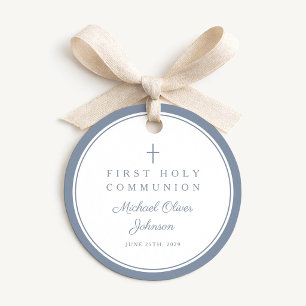Étiquettes Cadeau Remerciement Garçon Première Communion Moderne Ble