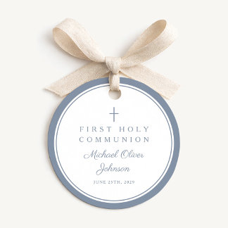 Étiquettes Cadeau Remerciement Garçon Première Communion Moderne Ble