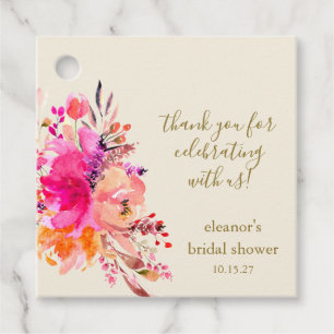 Étiquettes Cadeau Remerciement Personnalisé Élégant Rose Floral pour