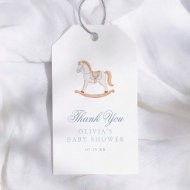 Étiquettes-cadeau Remerciement pour Baby Shower Cheval à Bascule Vin