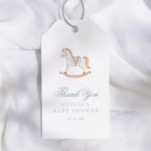 Étiquettes-cadeau Remerciement pour Baby Shower Cheval à Bascule Vin