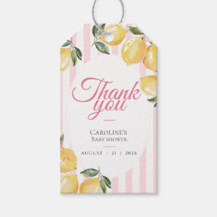 Étiquettes-cadeau Remerciement pour Baby Shower Coquette Rose Citron