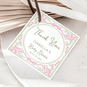 Étiquettes Cadeau Remerciement pour Baby Shower Fille Fleur Sauvage