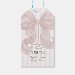 Étiquettes-cadeau Remerciement pour Baby Shower Fille Perle Arc