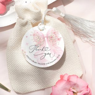 Étiquettes Cadeau Remerciement pour Baby Shower Fleur Sauvage Ruban