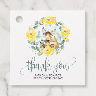 Étiquettes Cadeau Remerciement pour Baby Shower Floral et Feuillage 