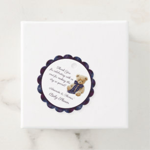 Étiquettes Cadeau Remerciement pour Baby Shower Plaid Tartan Bordeau