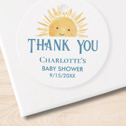 Étiquettes Cadeau Remerciement pour Baby Shower Sunshine