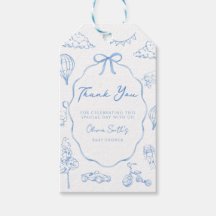 Remerciement pour Baby Shower Toile De Jouy Blue B
