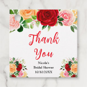 Étiquettes Cadeau Remerciement pour la Baby Shower de Mariage Roses
