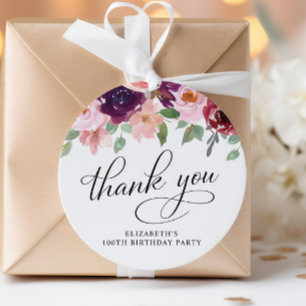 Étiquettes Cadeau Remerciement pour une fête d'anniversaire de 100 a