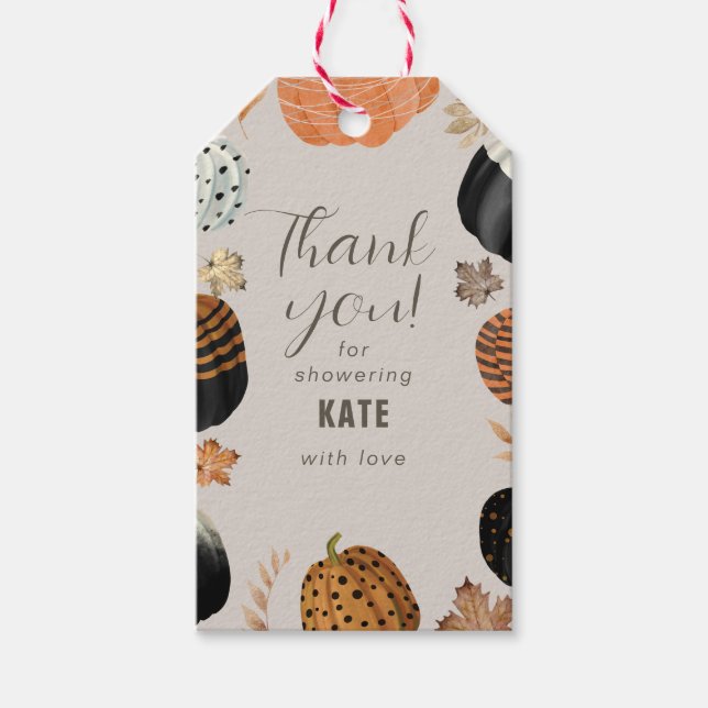 Étiquettes-cadeau Remerciements de Baby Shower de mariage de citroui (Devant)