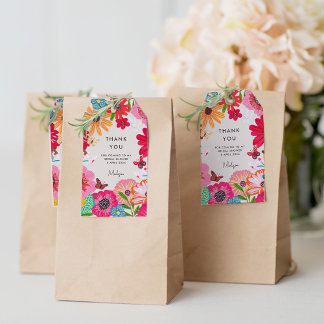 Étiquettes-cadeau Remerciements de Baby Shower Mariée Fleur Sauvage 