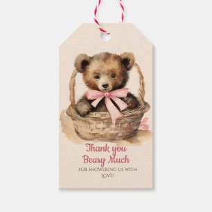 Étiquettes-cadeau Remerciements de Baby Shower Ourson Maman Merci Be