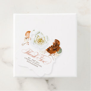 Étiquettes Cadeau Remerciements de mariage automnal blanc floral et 