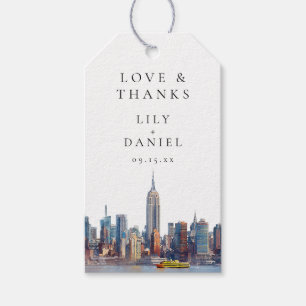 Étiquettes-cadeau Remerciements de mariage avec la skyline de New Yo